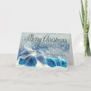 Elegant Blue Christmas Balls Holiday Card