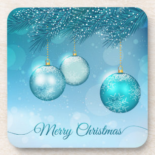 Elegant Blue Christmas Ornaments   Coaster