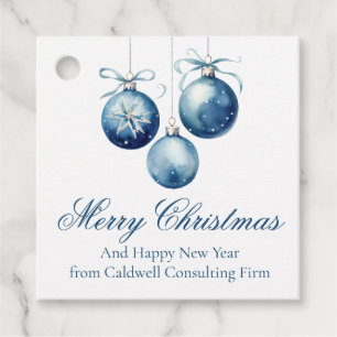 Elegant Blue Christmas Ornaments Company Party Favour Tags