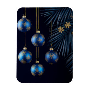 Elegant Blue Christmas Ornaments Magnet