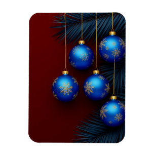 Elegant Blue Christmas Ornaments Magnet