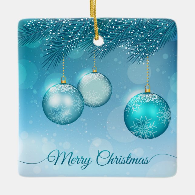 Elegant Blue Christmas Ornaments | Ornament (Front)