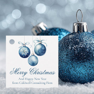 Elegant Blue Christmas Party Custom Company Favour Tags