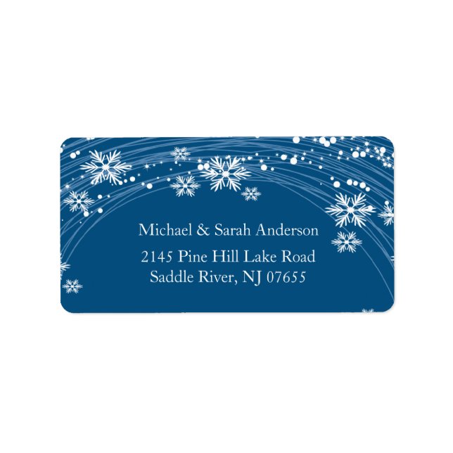 Elegant Blue Christmas Snowflakes Address Label (Front)