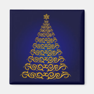 Elegant Blue Christmas Tree Magnet