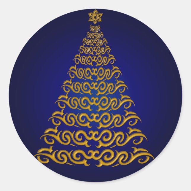 Elegant Blue Christmas Tree Stickers (Front)