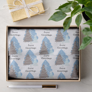 Elegant Blue Christmas Trees Holiday Christmas Tissue Paper