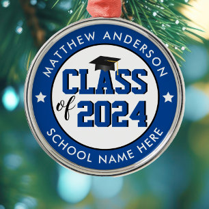 Elegant Blue Class of 2021 Graduate Graduation Metal Tree Decoration