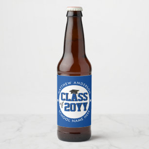 Elegant Blue Class of 2023 Graduation Party Beer Bottle Label