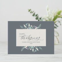 Elegant blue classic Holiday Thanksgiving Card