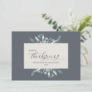 Elegant blue classic Holiday Thanksgiving Card