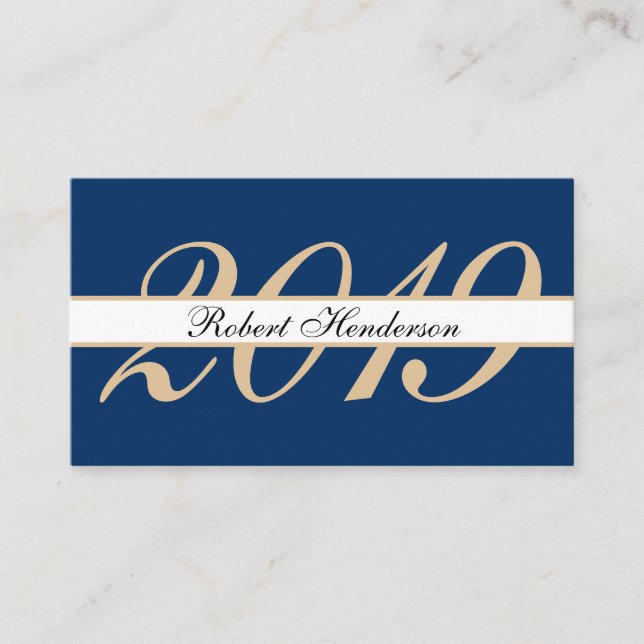 Elegant blue classic insert card graduation name (Front)