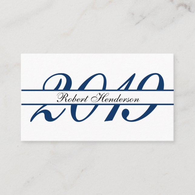 Elegant blue classic insert card graduation name (Front)