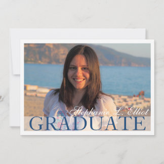Elegant blue classy graduation portrait invitation
