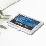 Elegant Blue Computer Circuit Board HighTech Business Card Holder<br><div class="desc">Business cards holder with a professional studio photo of a computer circuit board. You can match it with business cards.</div>
