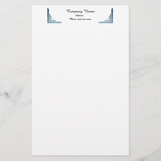 Elegant Blue Corner Border Professional Stationery