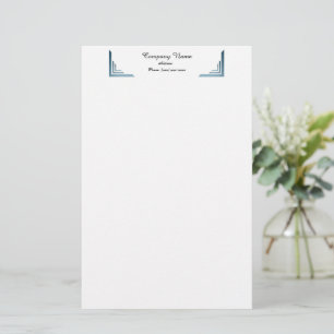 Elegant Blue Corner Border Professional Stationery