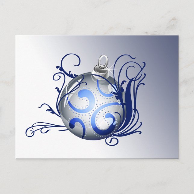elegant blue Corporate Christmas Greetings Holiday Postcard (Front)