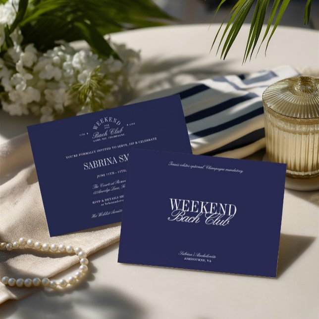 Elegant Blue Country Club Bachelorette Party Invitation (Elegant Blue Country Club Bachelorette Party Invitation)