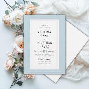 Elegant Blue & Cream Chic Wedding Invitation