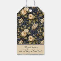 Elegant Blue Cream Green Floral Pattern