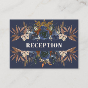 Elegant Blue Cream Watercolor Floral Reception Enclosure Card