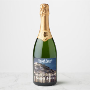 Elegant Blue Croatian town at night Sparkling Wine Label