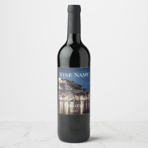 Elegant Blue Croatian town at night  Wine Label