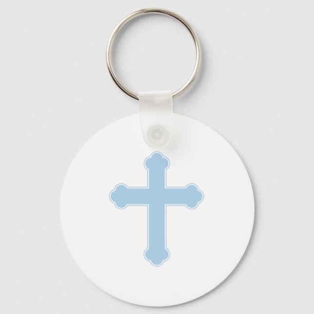 Elegant Blue Cross  Key Ring (Front)