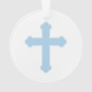Elegant Blue Cross Ornament