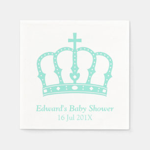 Elegant Blue Crown Prince Baby Shower Napkin