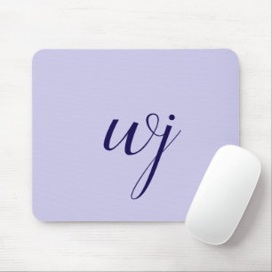 Elegant blue custom lettering initials mouse mat