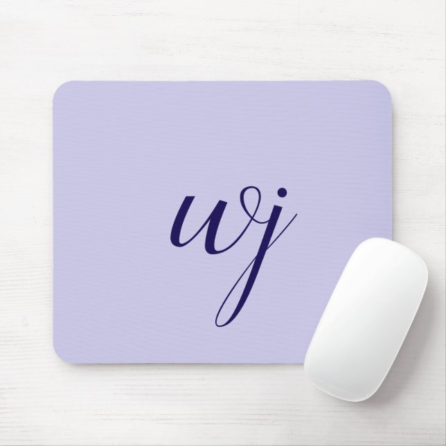 Elegant blue custom lettering initials mouse mat (With Mouse)