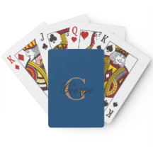 Elegant Blue Custom Monogram Bridge Poker Canasta