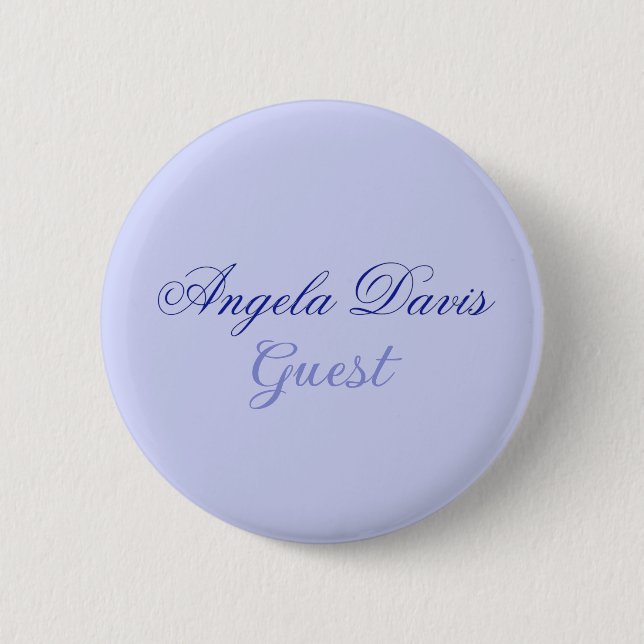Elegant Blue Custom Name Guest 6 Cm Round Badge (Front)