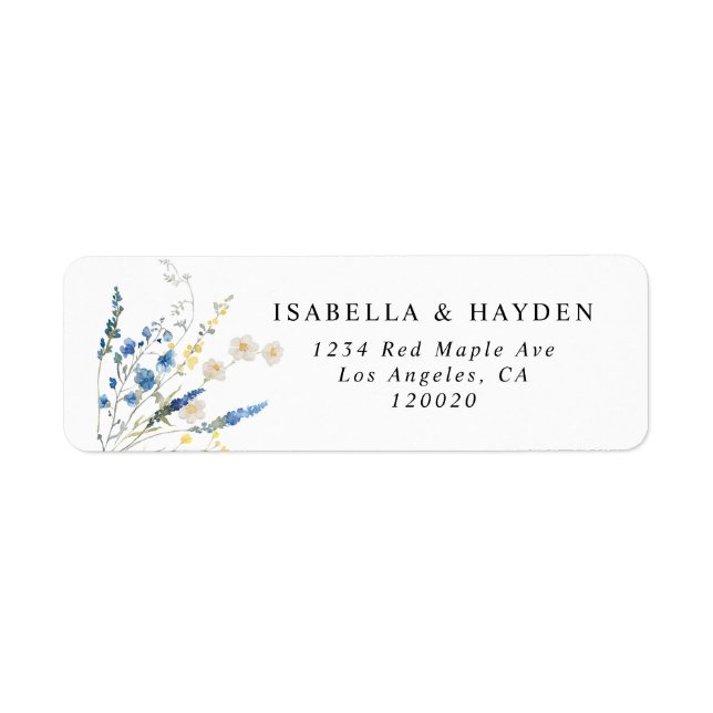Elegant Blue Dainty Flowers Floral Return Address (Front)