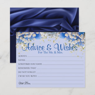Elegant Blue Daisy Wedding Advice Wishes Cards