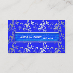 Elegant blue damask business card