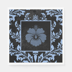 Elegant blue damask Christmas custom Paper Napkin