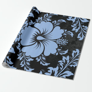 Elegant blue damask Christmas elegant Wrapping Paper
