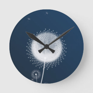 Elegant Blue Dandelion Wall Clock