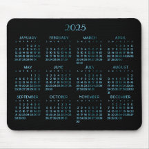 Elegant Blue Deco Yearly Calendar 2025