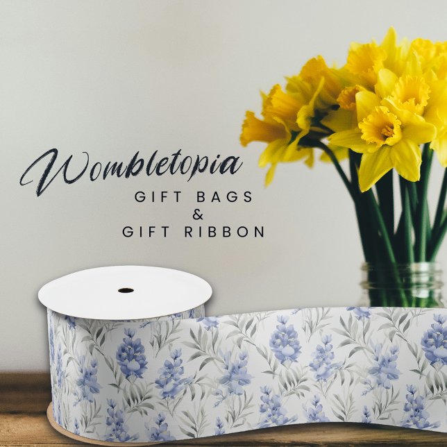 Elegant Blue Delphinium Floral  Satin Ribbon (Creator Uploaded)