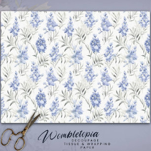 Elegant Blue Delphinium Floral  Tissue Paper