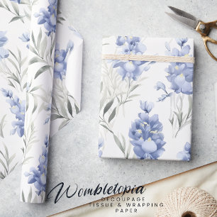 Elegant Blue Delphinium Floral Wrapping Paper