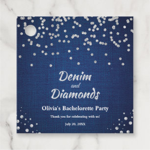 Elegant Blue Denim and Diamonds Bachelorette Party Favour Tags