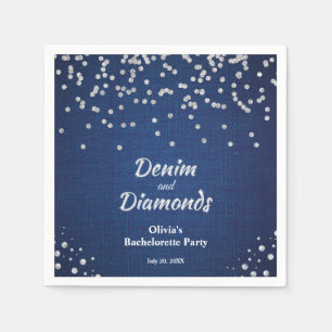 Elegant Blue Denim and Diamonds Bachelorette Party Napkin