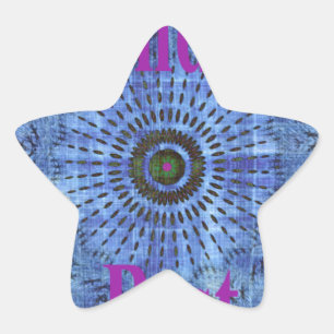 Elegant Blue denim motif vector print pattern art Star Sticker