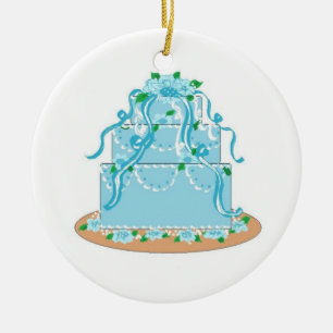Elegant Blue Designer Cake Ceramic Tree Decoration