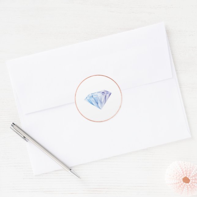 Elegant Blue Diamond Rose Gold Envelope Seal (Envelope)